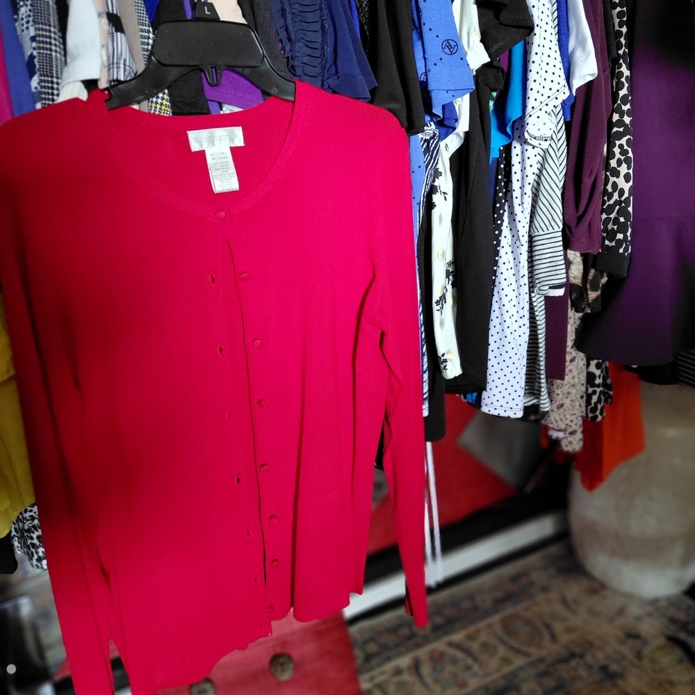 Bright Pink Button-Up Cardigan